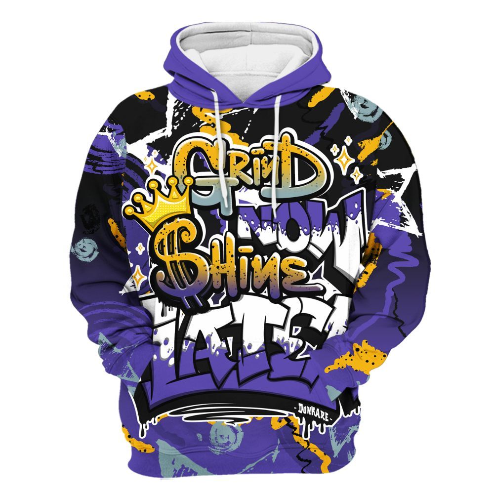 Hoodie To Match Imperial Purple 4s - Grind Shine Later Drip All Over Print