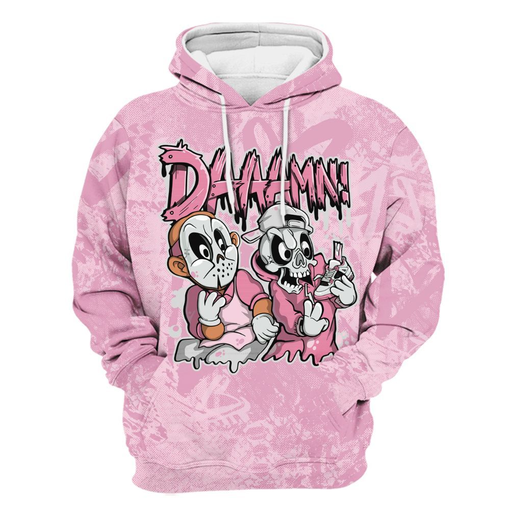 Hoodie To Match Orchid 4s - Damn Shoe Graphic Heart Grunge All Over Print