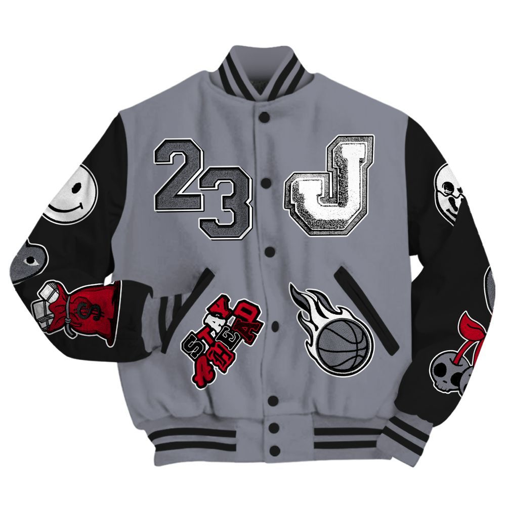 Varsity Jacket To Match Retro Black Flint 13s - Hustles Money Number 23 All Over Print