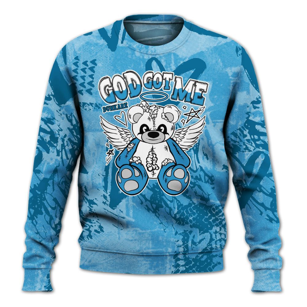 Sweatshirt To Match Powder Blue 9s - Gods Guides Me Bear Heart Grunge All Over Print
