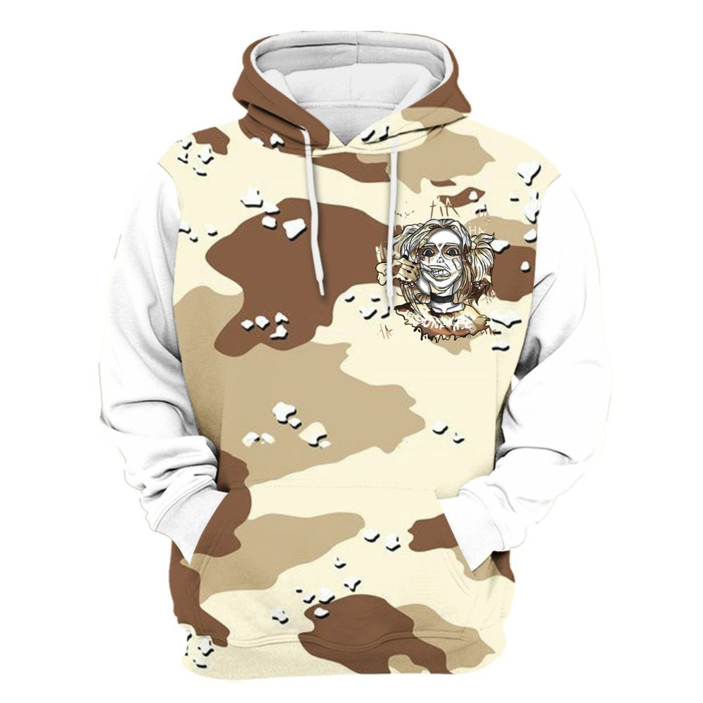 Hoodie To Match Desert Camo 3s Varsity Jacket, Custom Name Bad Girl HAHA All Over Print
