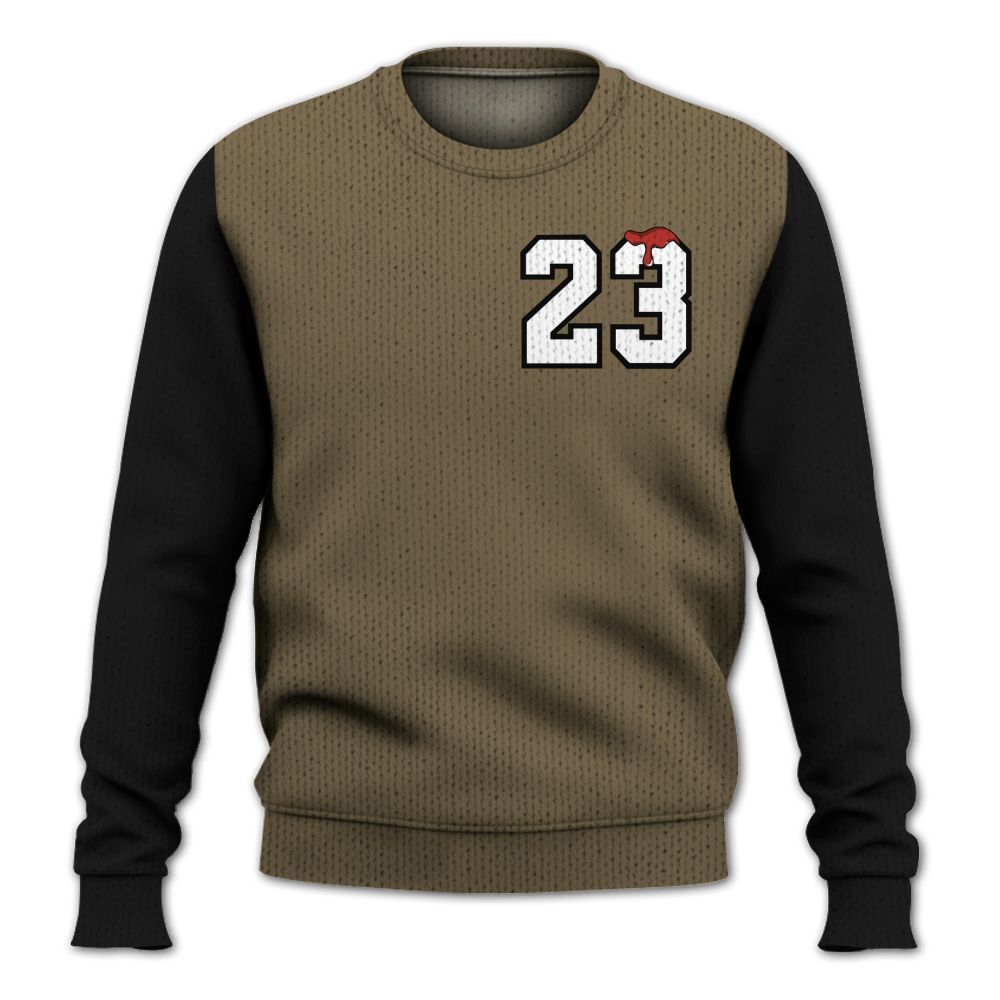 Knitted Sweater To Match Olive 9s, Custom Name Number 23 Drip