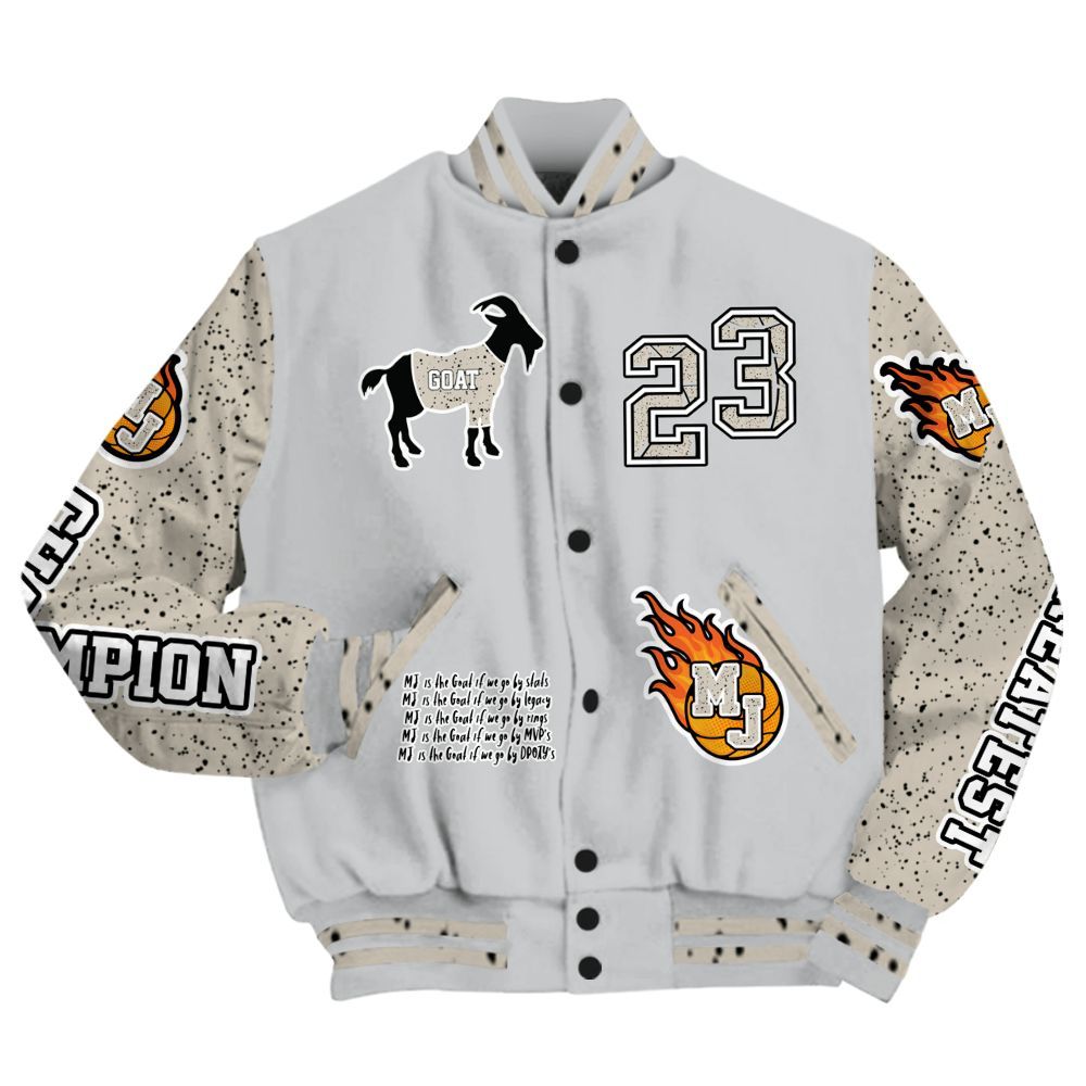 Varsity Jacket To Match Metallic Silver 2024 5s - 23 G.0.A.T Jump Up Basketball All Over Print