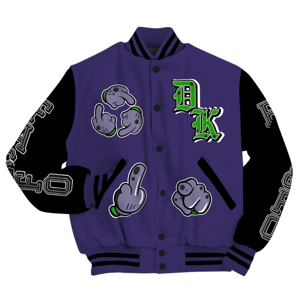 Varsity Jacket To Match Retro Court Purple 13s - F Around Find Out Graphic All Over Print