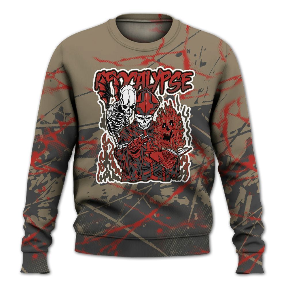 Sweatshirt To Match Olive 9s - Apocalypse Skeleton Profound All Over Print