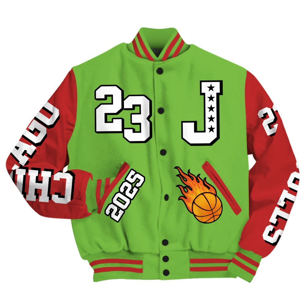 Varsity Jacket To Match Air Max Waffle SP Action Green - Chicago 23 Basketball All Over Print