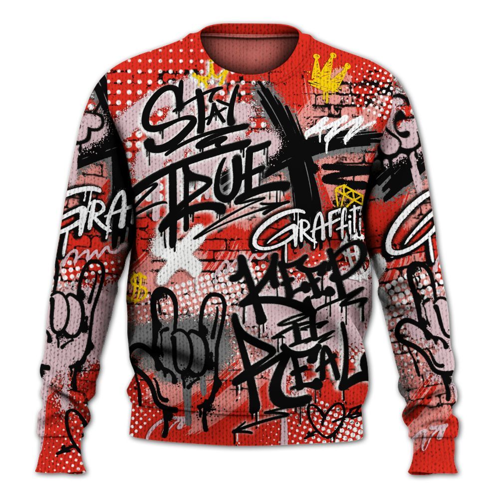 Knitted Sweater To Match Air Force 1 Low GS Valentine's Day - True It Real Graffiti Streetwear
