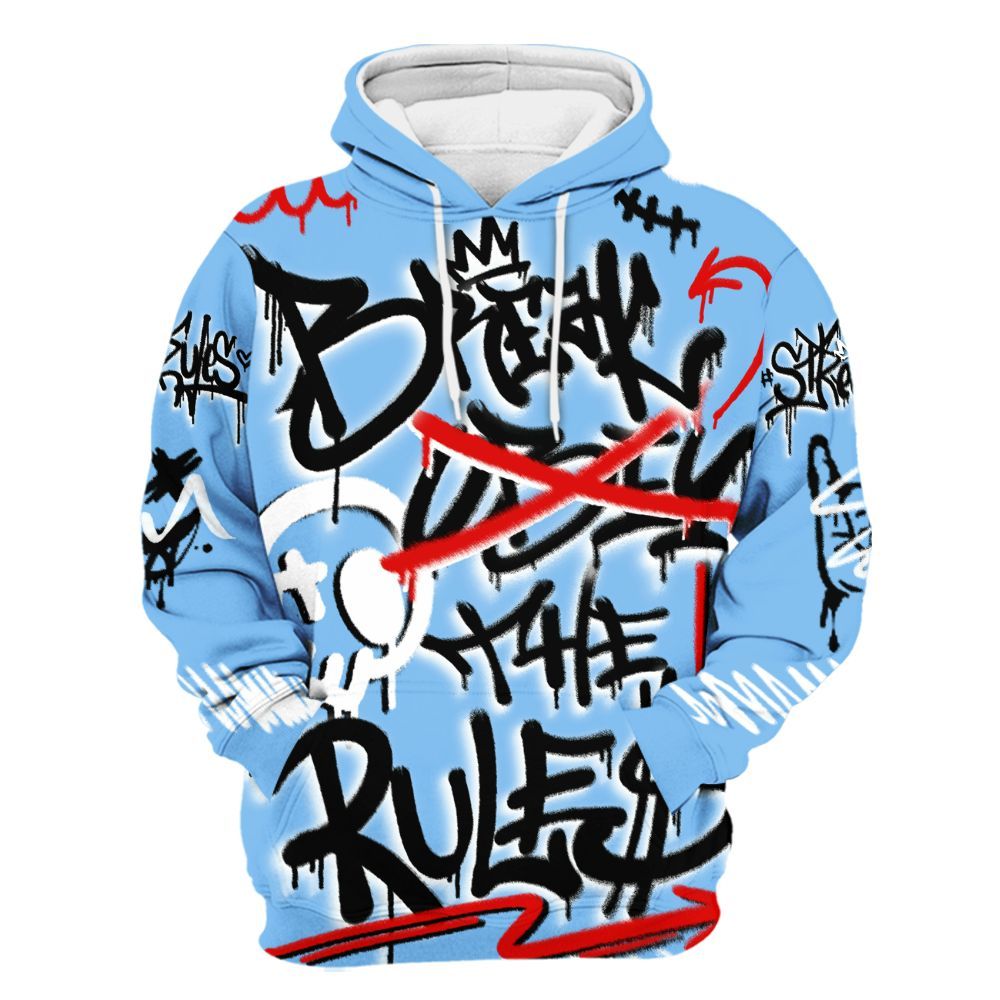Hoodie To Match University Blue 5s - Break Rules Streetwear All Over Print
