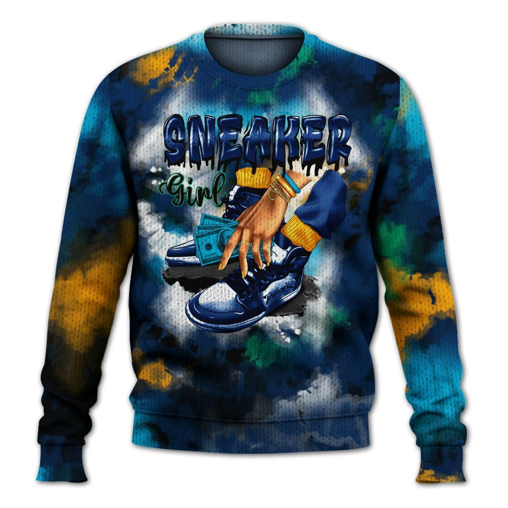 Knitted Sweater To Match Dunk Low GS Electric Algae - SNEAKER Girl Money Drip Tie Dye