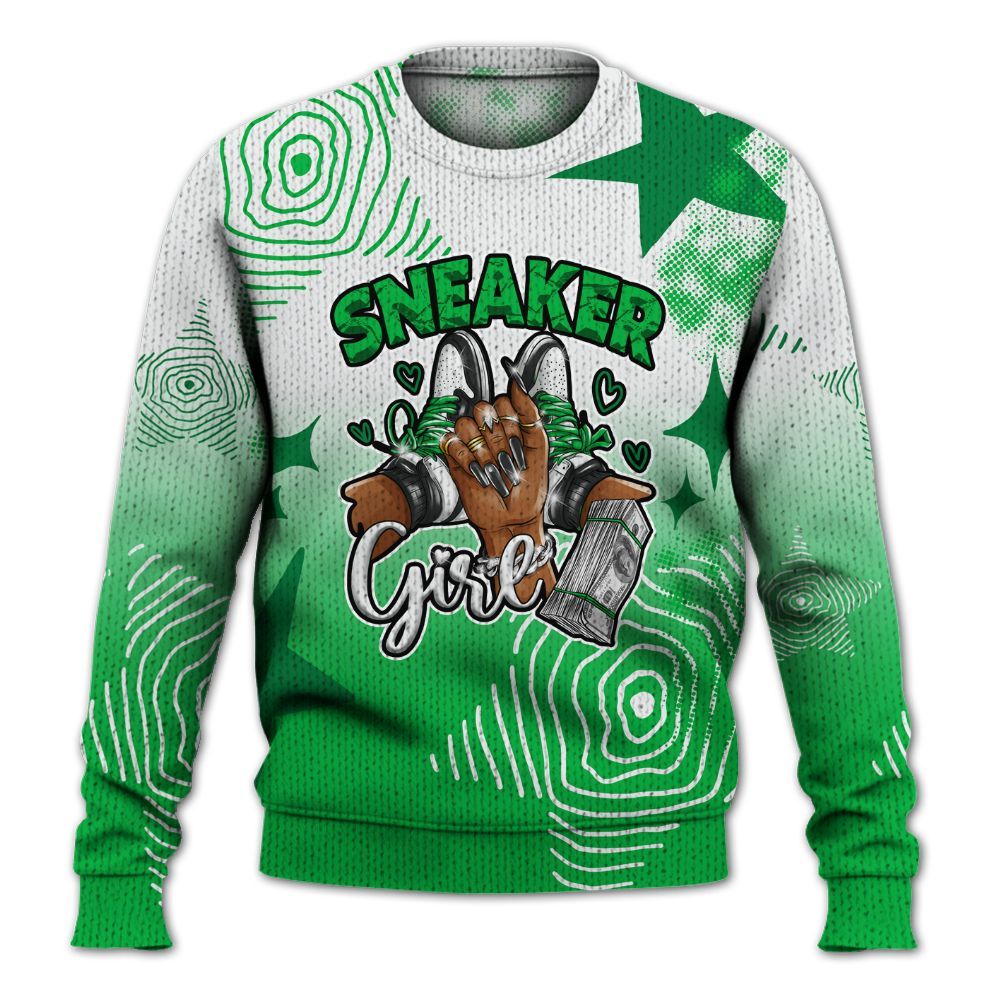 Knitted Sweater To Match Lucky Green 5s - Sneakerz Girlz Unique Starz