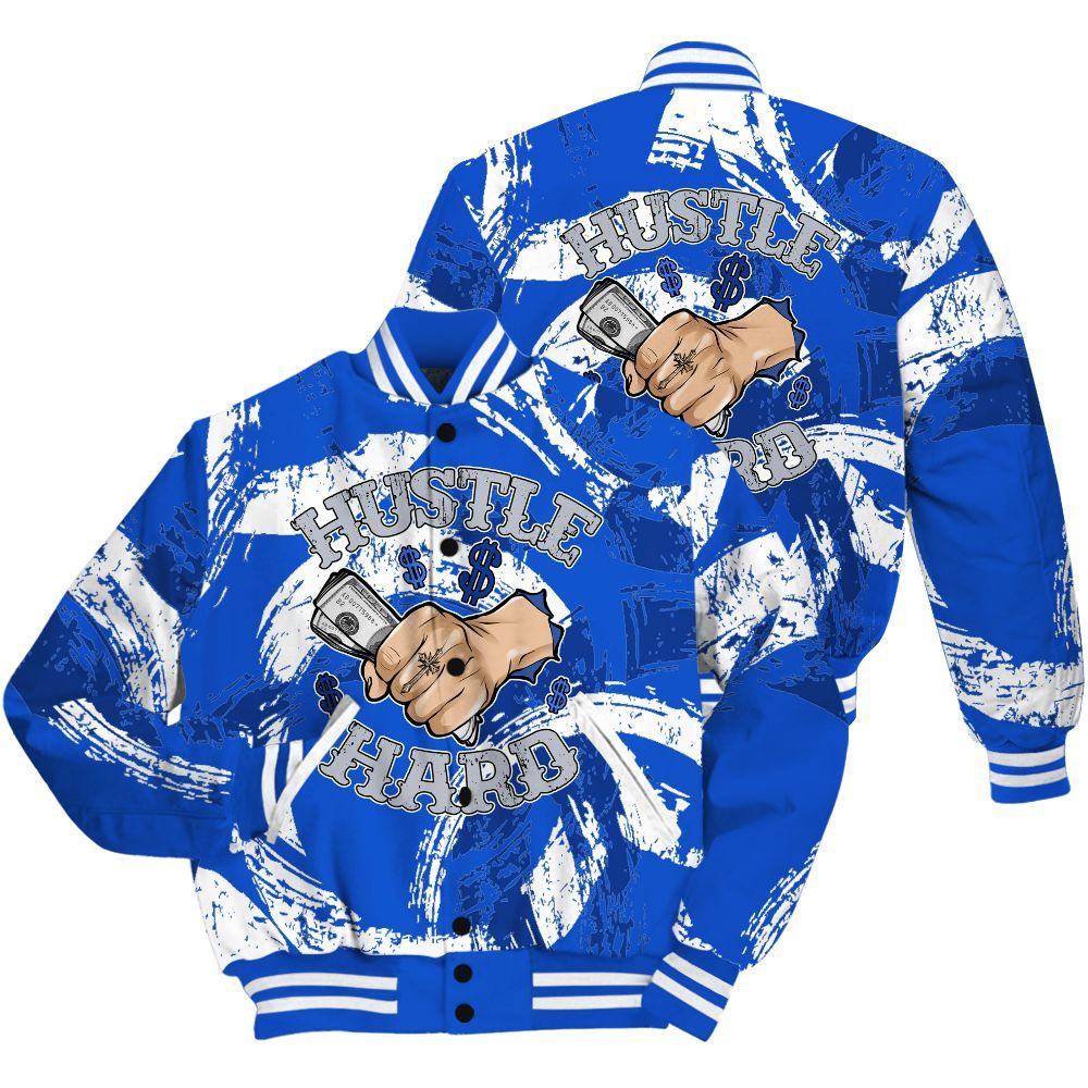 Varsity Jacket To Match Air Foamposite One Royal Shirt - Hustles Hard! Splash All Over Print