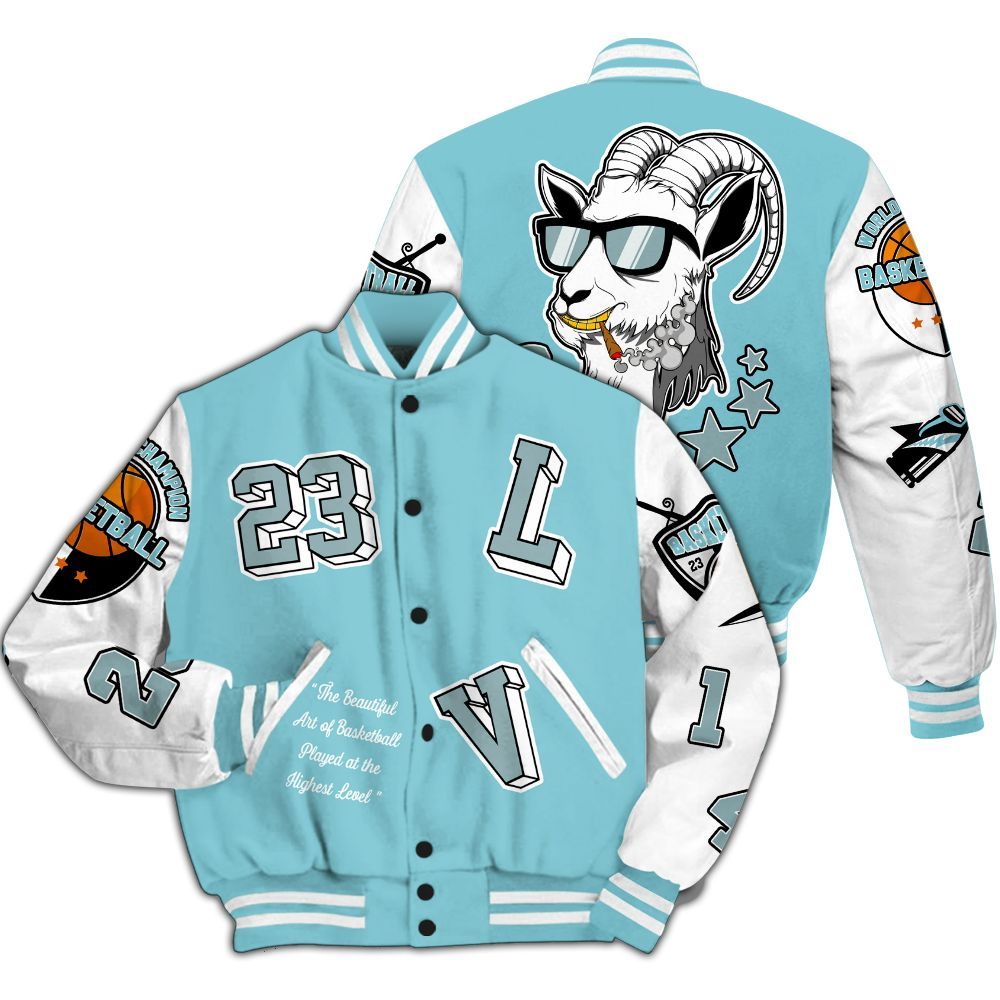 Varsity Jacket To Match Low Legend Blue 11s - The GOAT Got Em Streetwear All Over Print