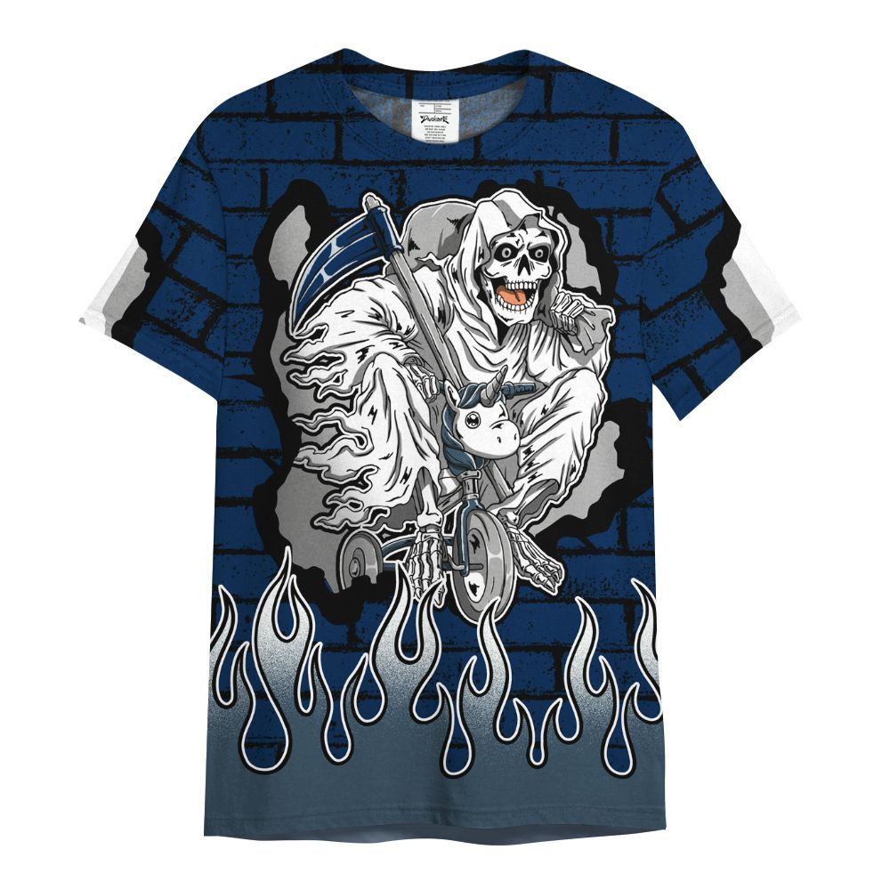 Shirt To Match SB White Navy 4s - Self Make Skeleton Crashed All Over Print