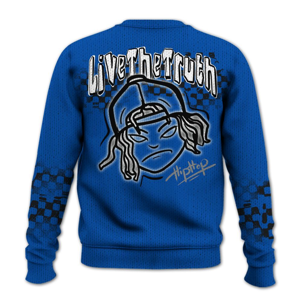 Knitted Sweater To Match Racer Blue 5s - Feel Life Street Style