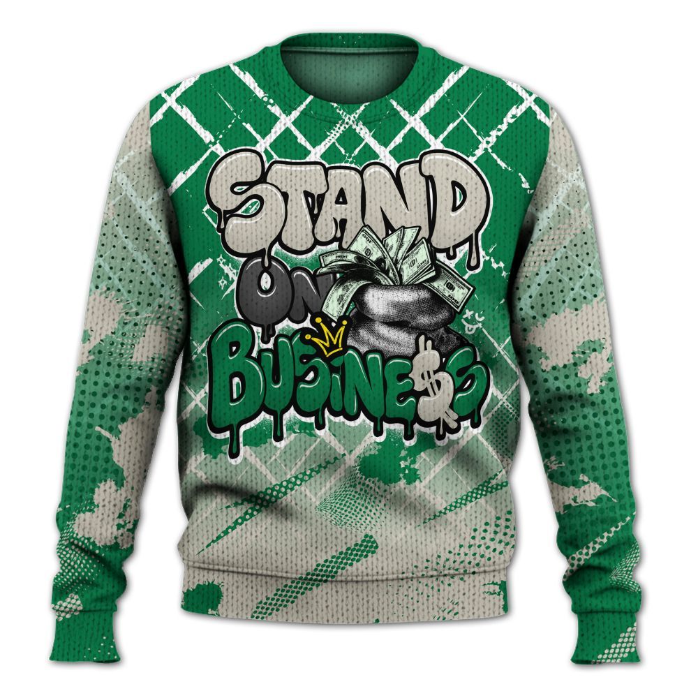 Knitted Sweater To Match Lucky Green 2s - Halftone Stand Business Dripping