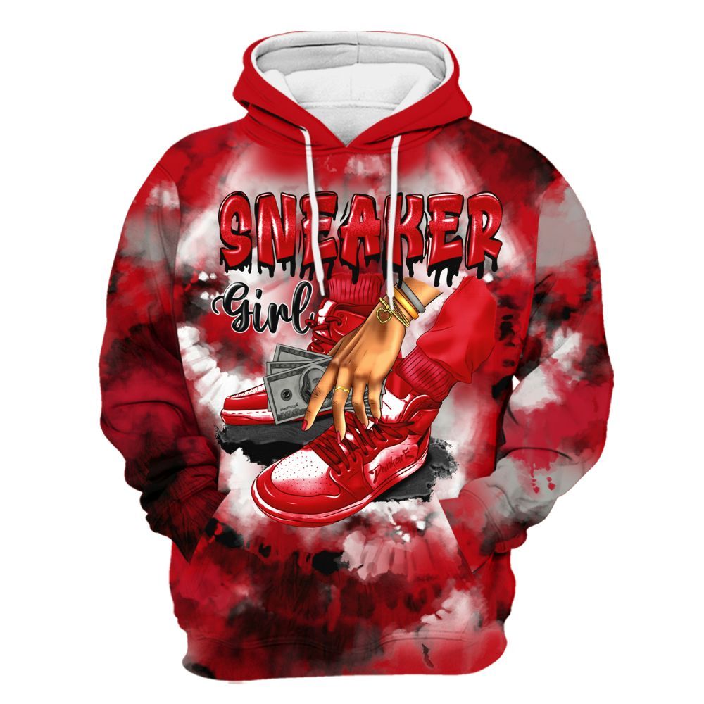 Hoodie To Match Air Griffey Max Gray Reds 1s - SNEAKER Girl Money Drip Tie Dye All Over Print
