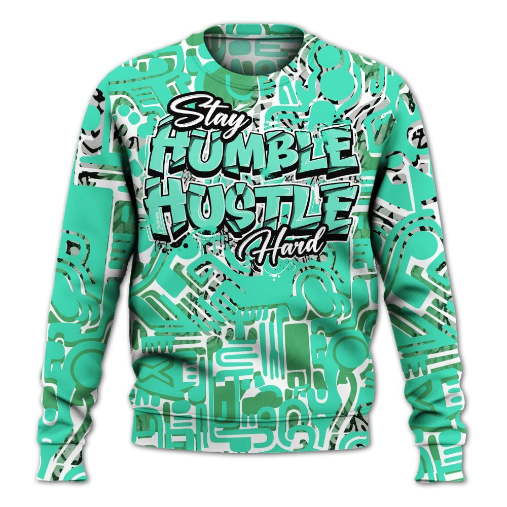 Sweatshirt To Match Black Green Glow 3s - Humble Hustle Retro Green Glow 3s Outfit All Over Print