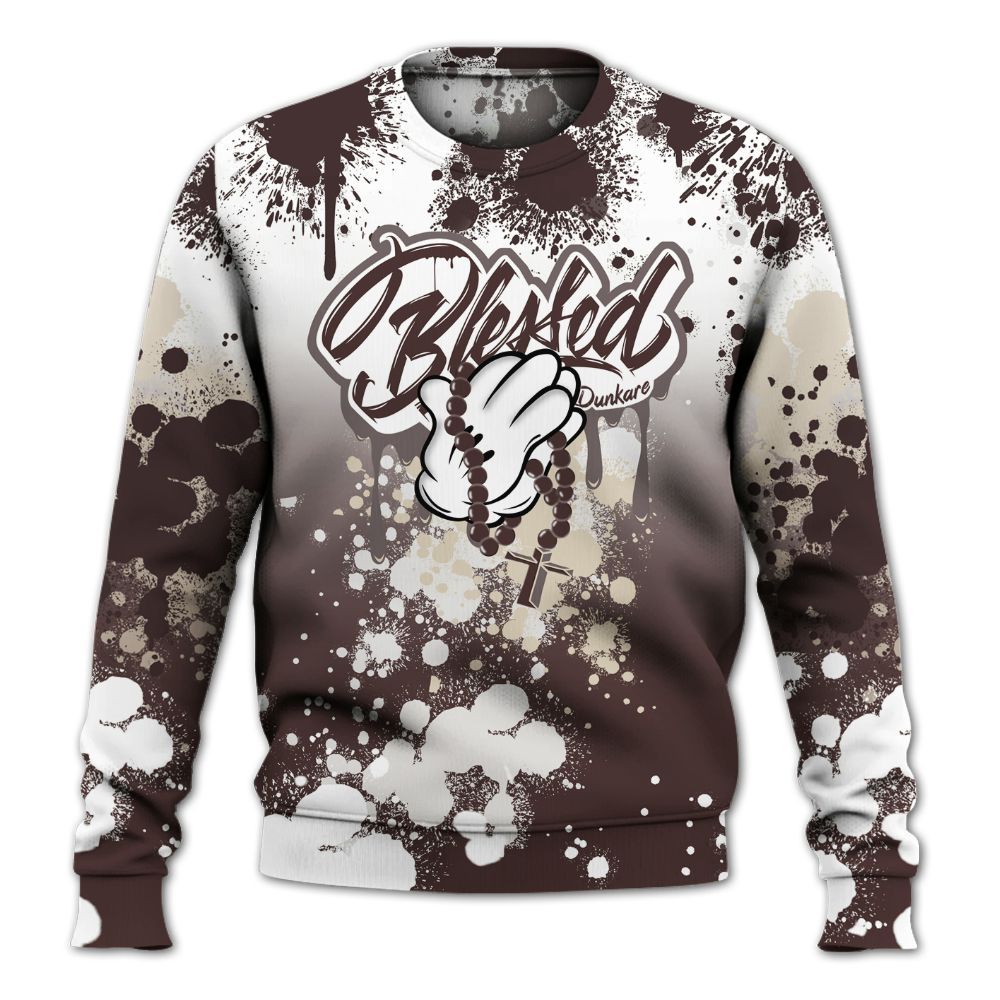 Sweatshirt To Match Burgundy Crush 3s - God Blessed Ink Drip All Over Print