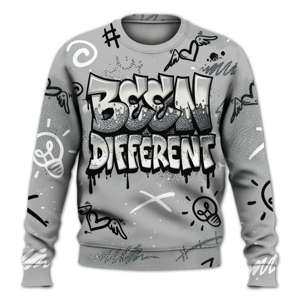 Sweatshirt To Match Cement Grey Silver 3s - Drip Been Di2ferent All Over Print