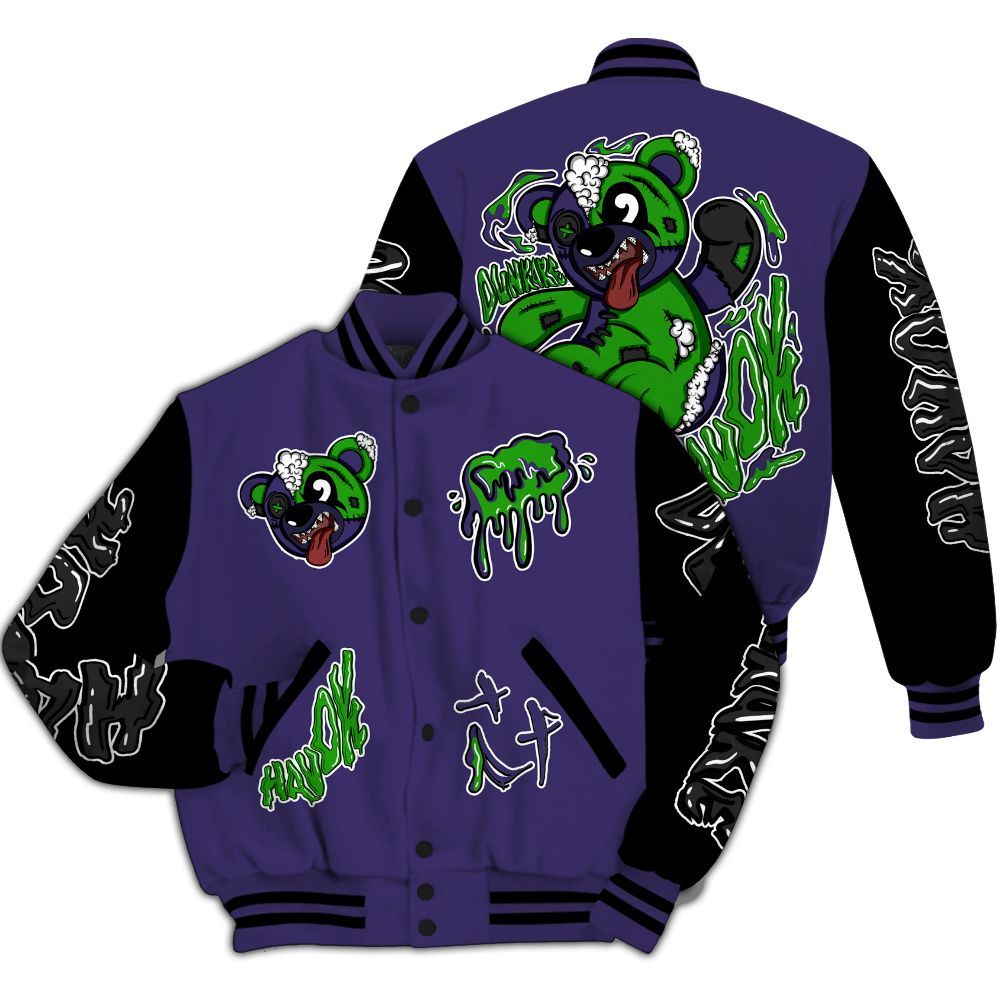 Varsity Jacket To Match Retro Court Purple 13s - Havok Bear All Over Print