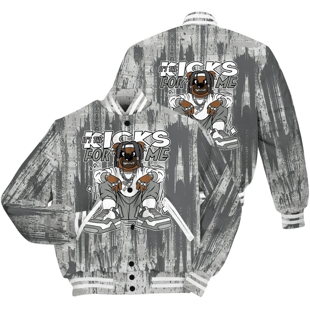 Varsity Jacket To Match Retro Wet Cement 4s Shirt - Sneakers Bear Glitch Art All Over Print