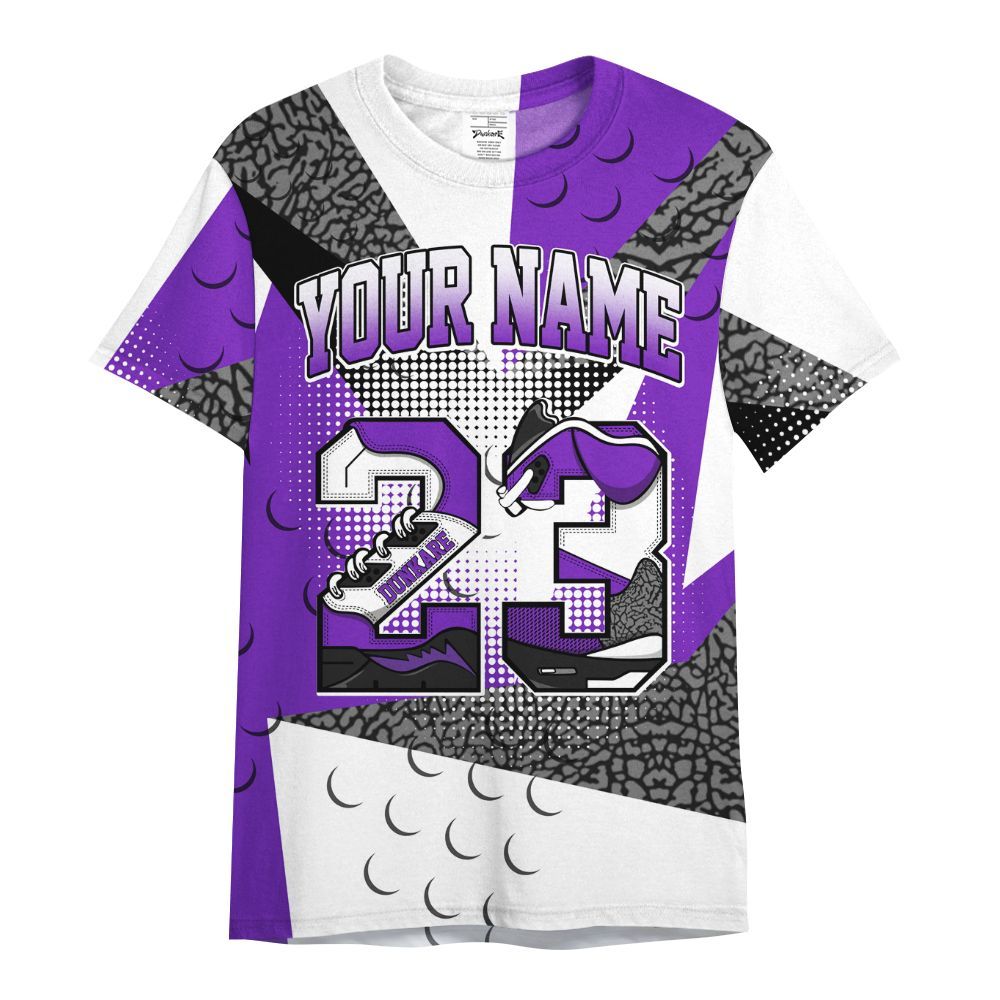 Shirt To Match Retro Dark Iris 3s - Poly Custom Name Number 23 5s All Over Print