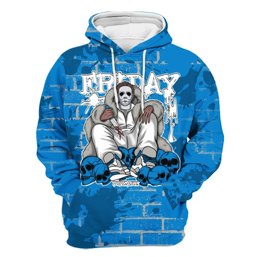Hoodie To Match Military Blue 4s - Friday Brick All Over Print