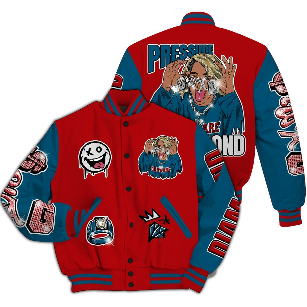 Varsity Jacket To Match OG Varsity Red 17s - Pressures Makes Varsity Jacket To Match All Over Print