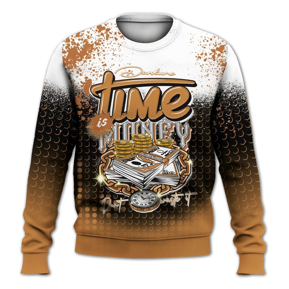 Sweatshirt To Match Dunk Low Nature Wheat Suede - Halftone Time Is Money All Over Print
