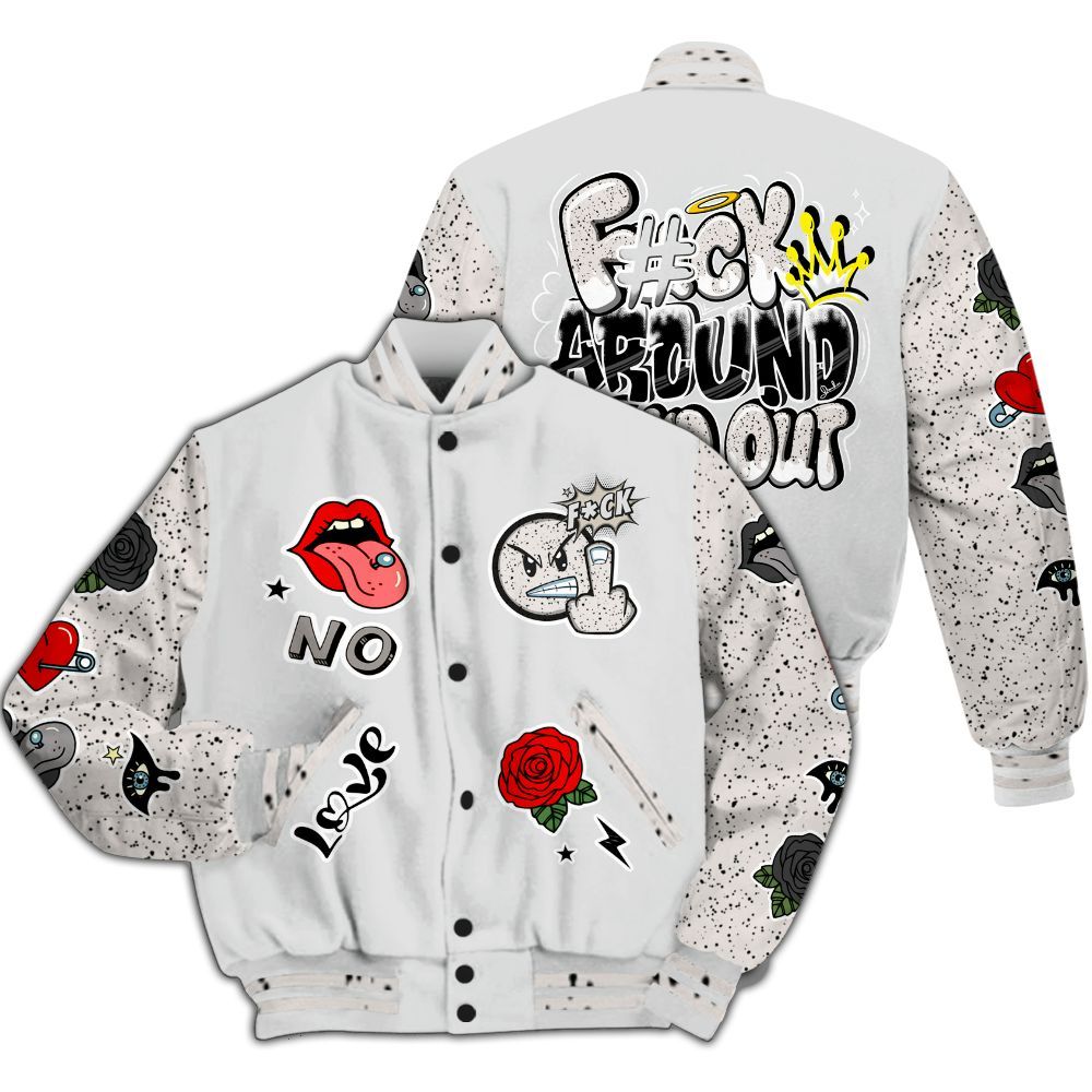 Varsity Jacket To Match Retro Reverse Metallic 5s - FK Around Find Out All Over Print