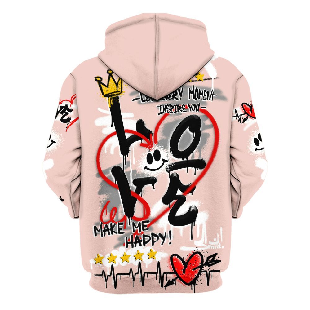 Hoodie To Match Low Legend Pink 11s - Happy Love Beats Graffiti Streetwear All Over Print