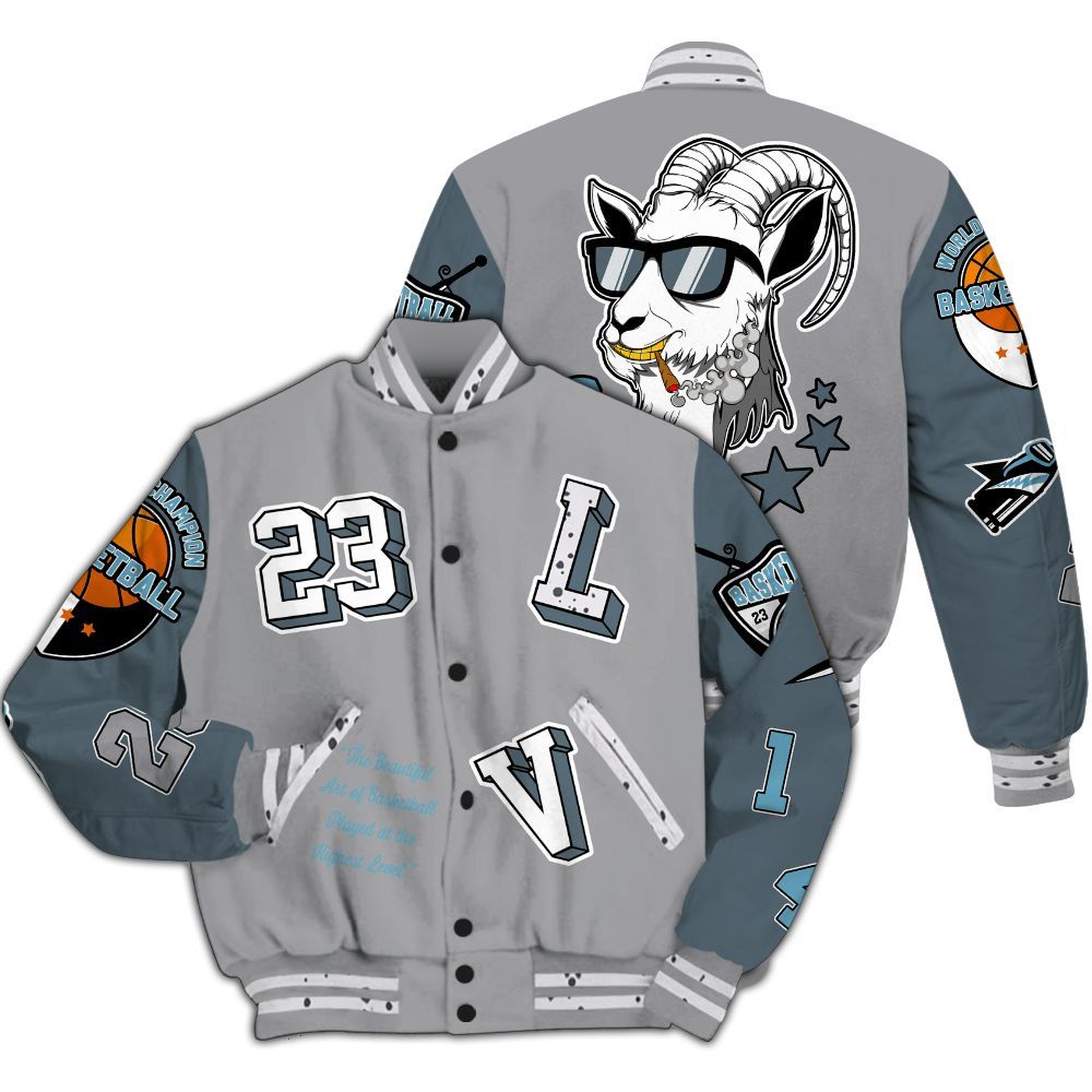 Varsity Jacket To Match Retro Light Graphite Wolf Grey 5s - The GOAT Got Em All Over Print