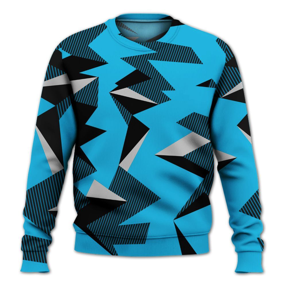 Sweatshirt To Match Black University Blue 2026 14s - Geometric Camouflage Pattern All Over Print