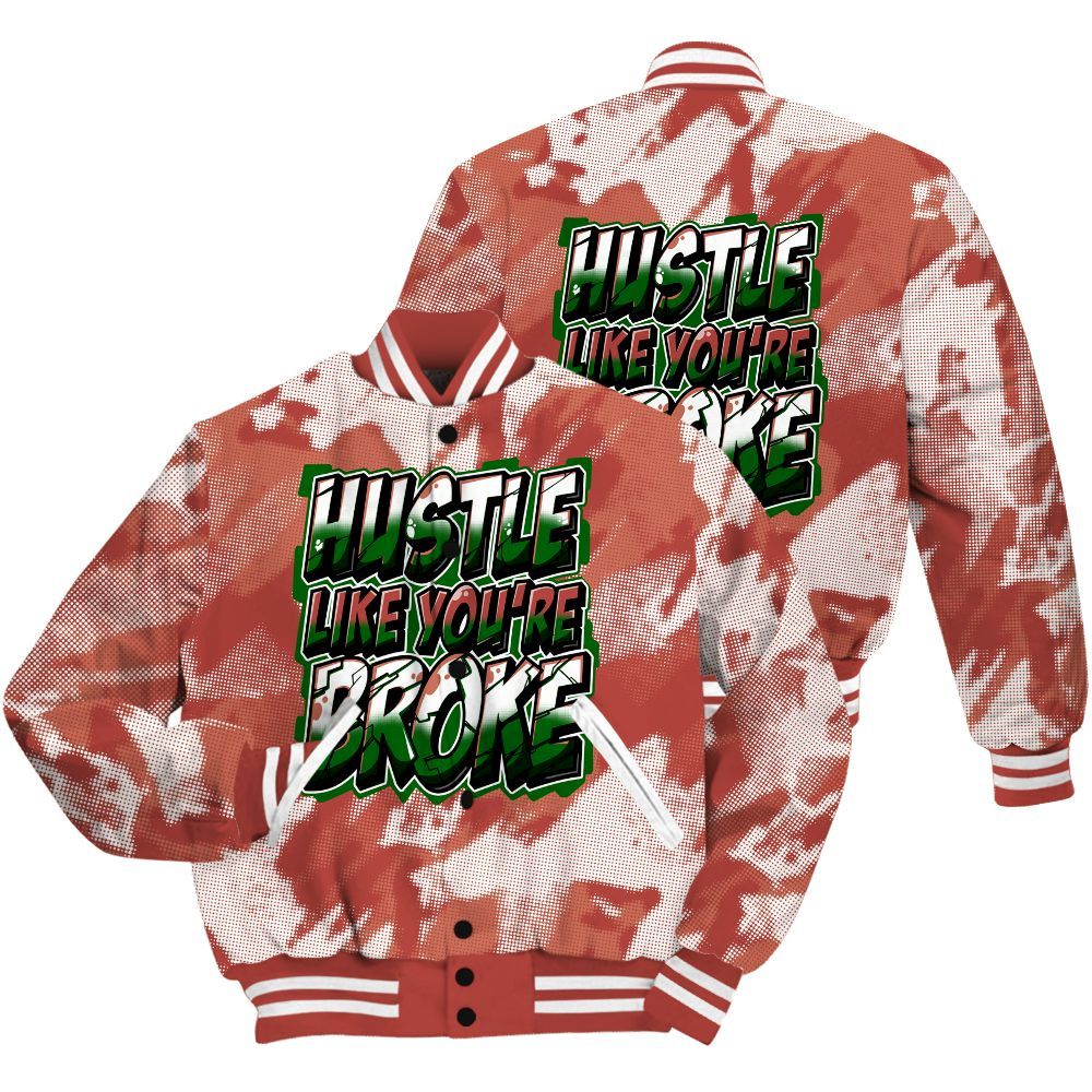 Varsity Jacket To Match Dune Red 13s Shirt - Hustles Like Broke Abstract All Over Print