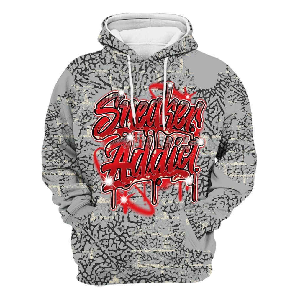 Hoodie To Match Cement Grey 3s - Addiction Sneakers Graphic Street Art All Over Print