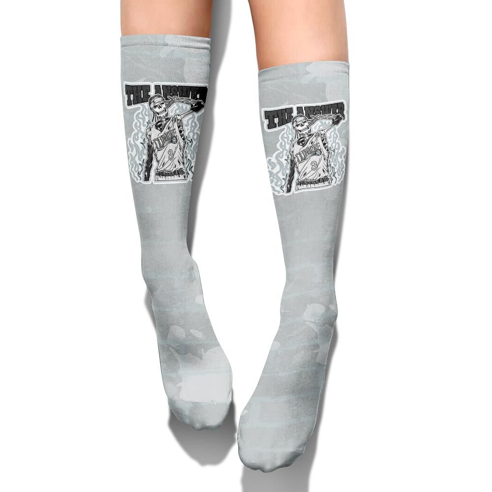 Sock To Match Black Wolf Grey 12s - Allen Answer Skeleton Brick