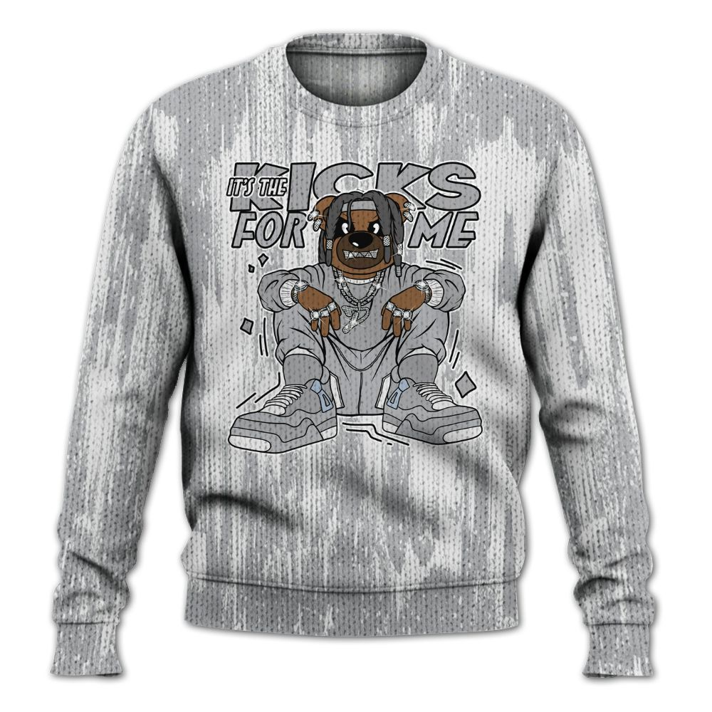 Knitted Sweater To Match Low OG Wolf Grey 1s - Sneakers Bear Glitch Art