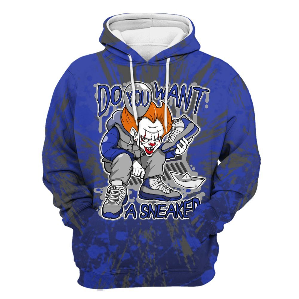 Hoodie To Match Air Max Plus Black Racer Blue - Clown Scary Sneakers Graphic Halloween All Over Print