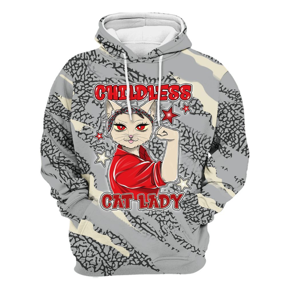 Hoodie To Match Cement Grey 3s - Childless Kat Lady All Over Print