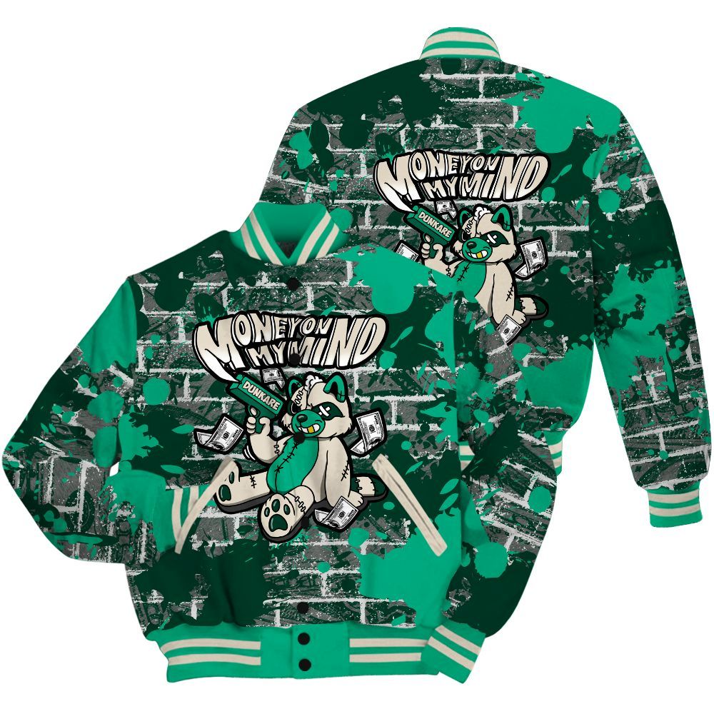 Varsity Jacket To Match Oxidized Green 4s Shirt - Money On My Mind Raccoon Brick All Over Print