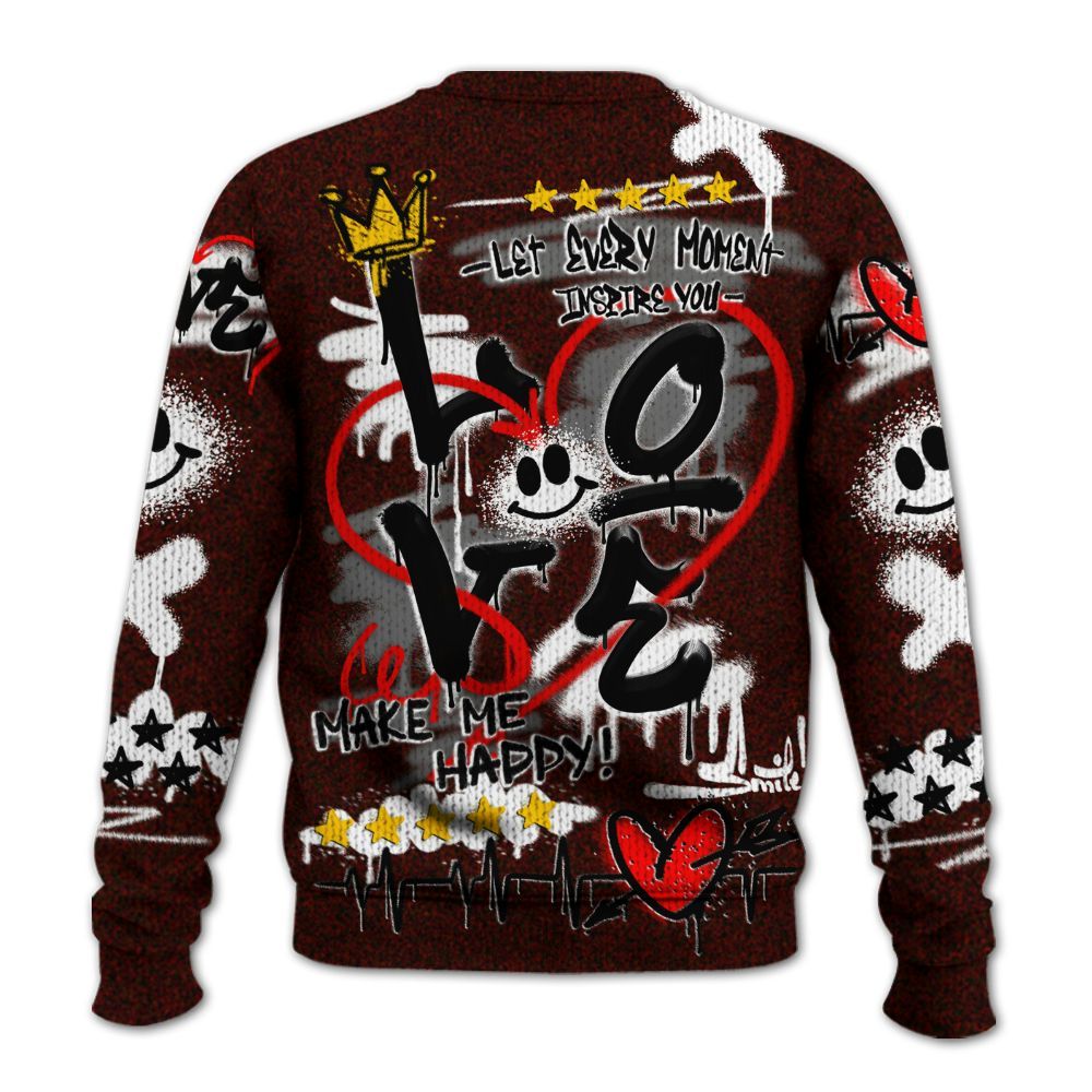 Knitted Sweater To Match Air Force 1 Low Halloween Skull 2024 - Happy Love Beats Graffiti Streetwear