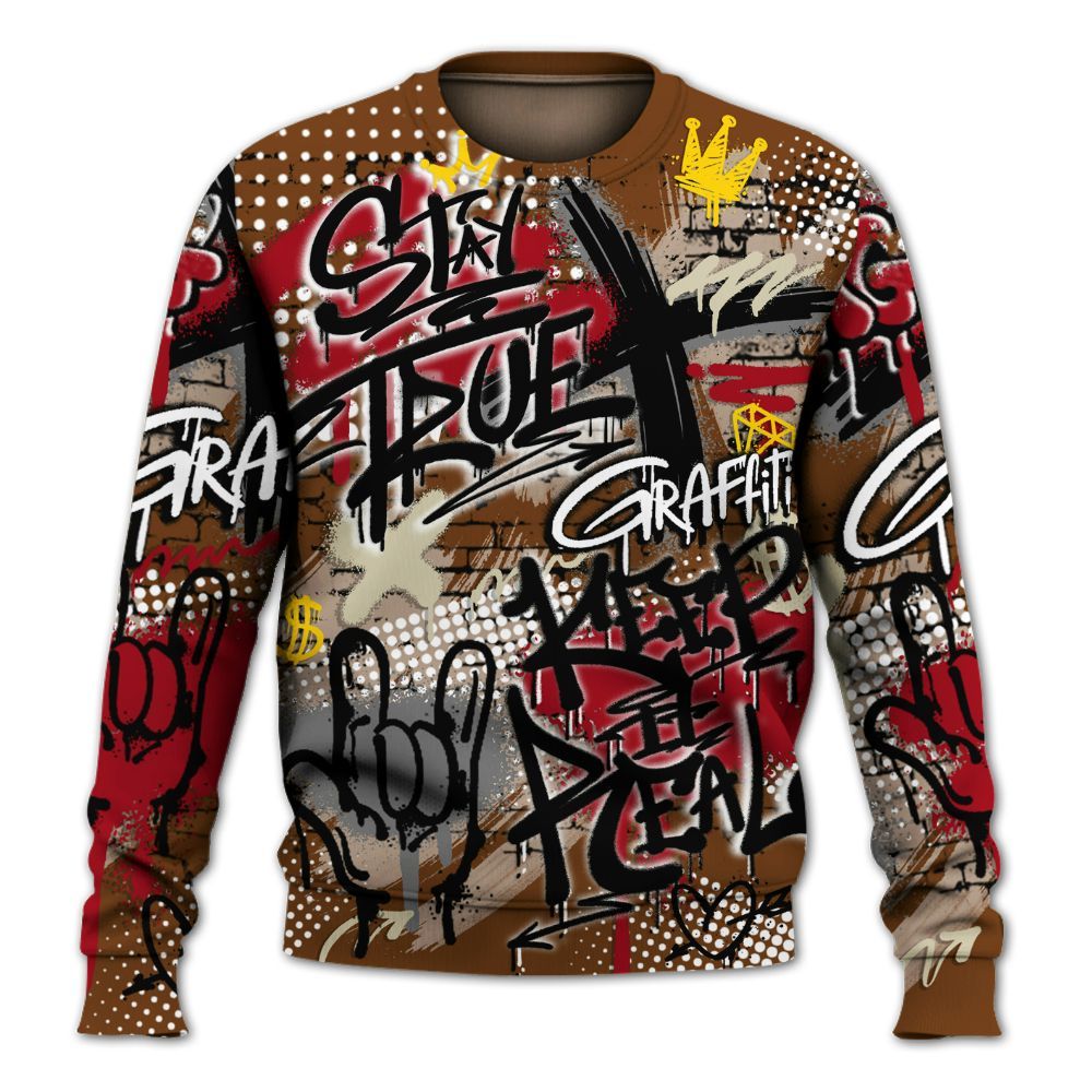 Sweatshirt To Match Archaeo Brown 5s - True It Real Graffiti Streetwear All Over Print
