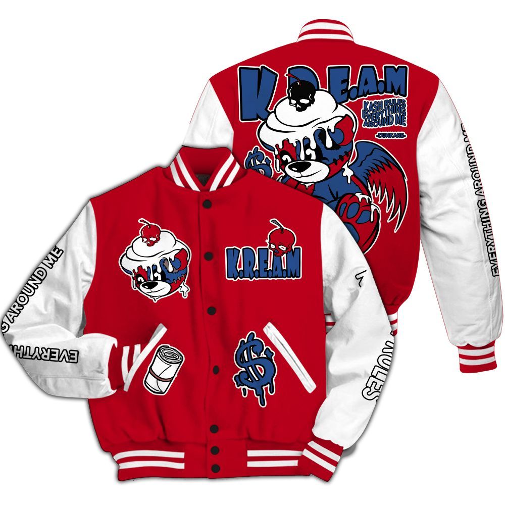 Varsity Jacket To Match Air Griffey Max Black Red Navy Blue 1s - Loot Bear All Over Print