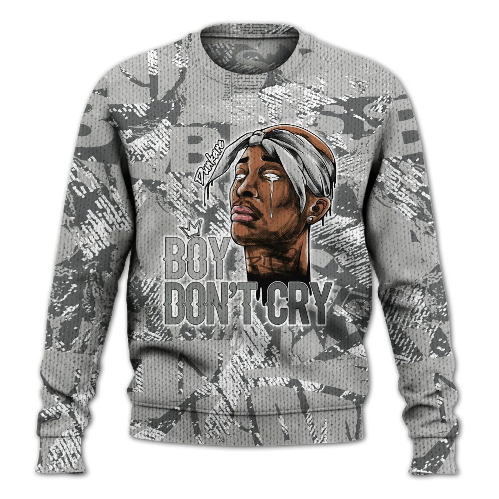 Knitted Sweater To Match Paris Cement Grey 4s - Boiz Ain't Cry Unique Abstract