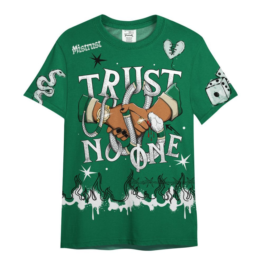 Shirt To Match Pine Green 4s - Trust No One Snake-Bite Doodle Crayon All Over Print