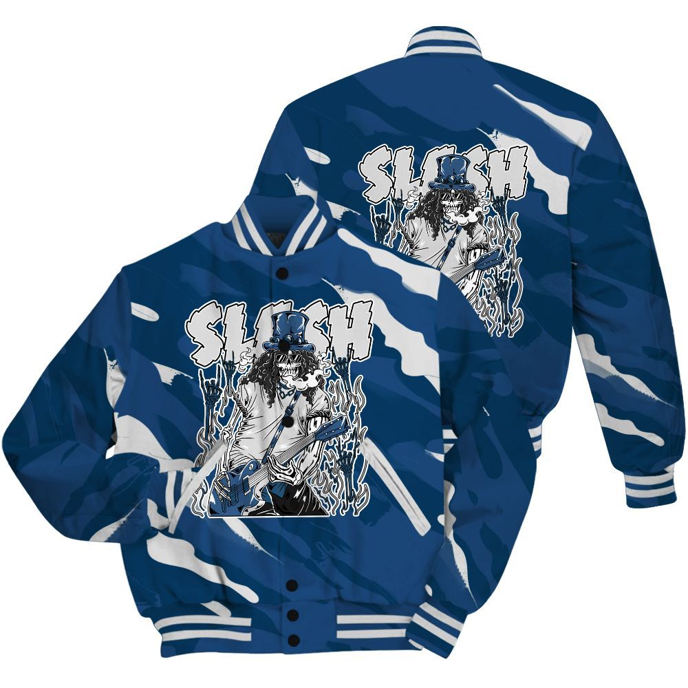 Varsity Jacket To Match High OG Midnight Navy 1s Shirt - Slash Skeleton Colored All Over Print