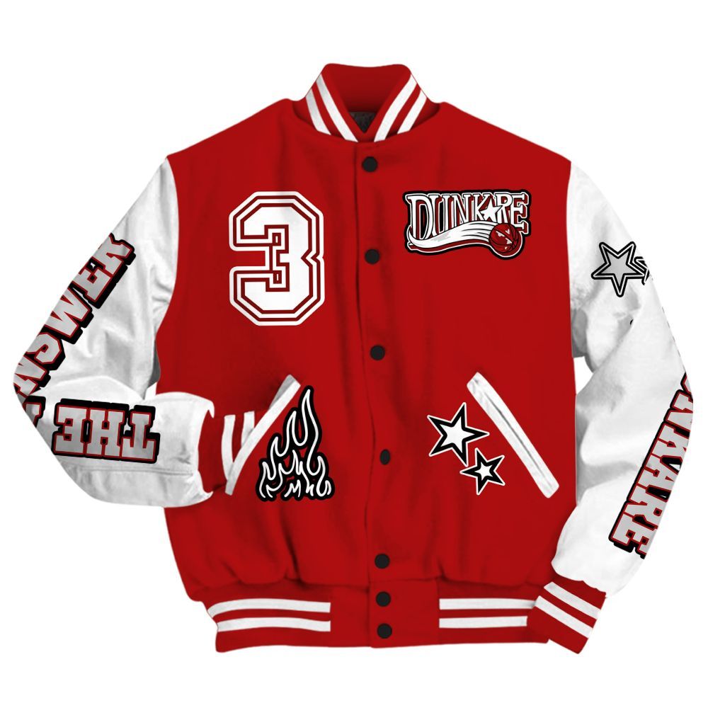 Varsity Jacket To Match Red Taxi 12s - Allen Answer Skeleton All Over Print