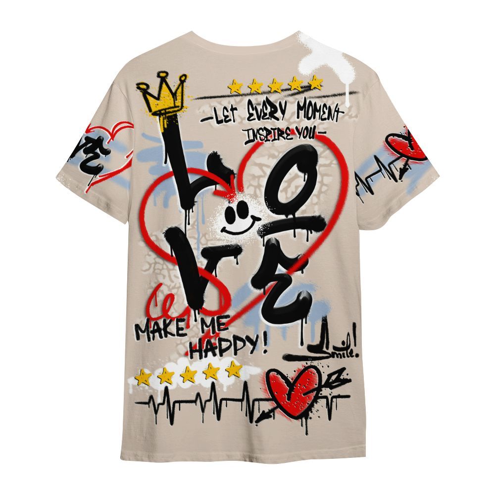 Shirt To Match Desert Sand 3s - Happy Love Beats Graffiti Streetwear All Over Print