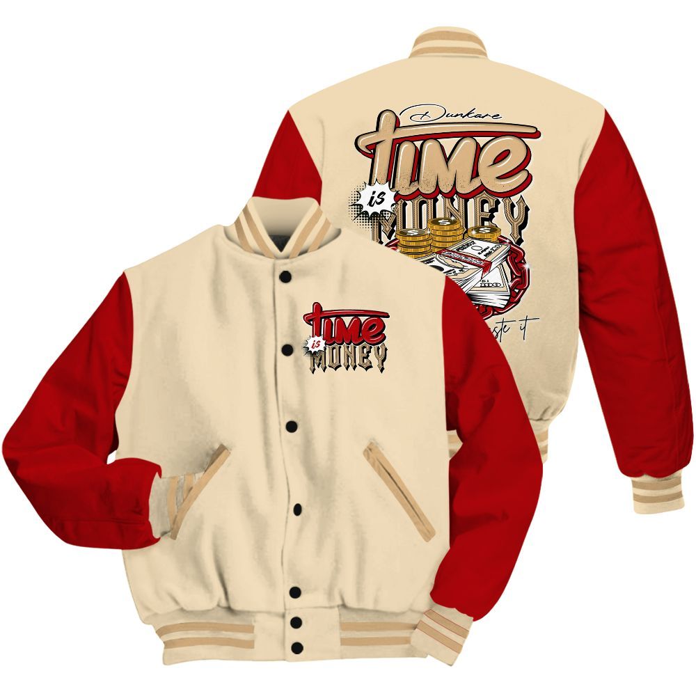Varsity Jacket To Match Dunk Low Strawberry Waffle - Time Is Money All Over Print