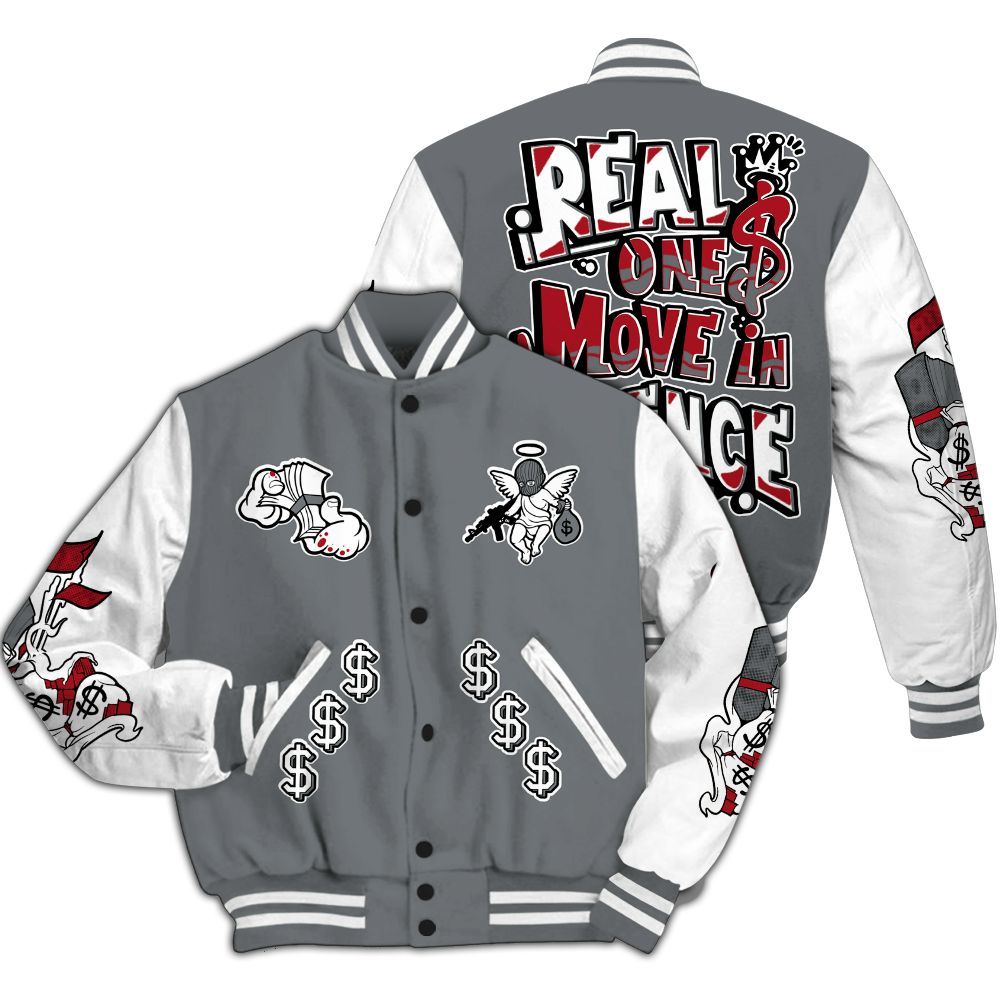 Varsity Jacket To Match Retro Fire Red 9s - Ones Move In Silence Graphic All Over Print